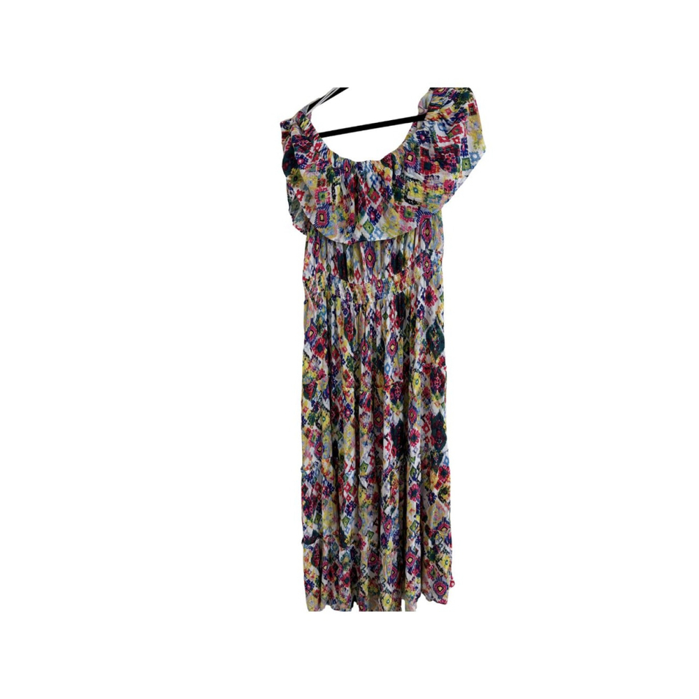 Colorful Patterned Off-Shoulder Maxi Dress